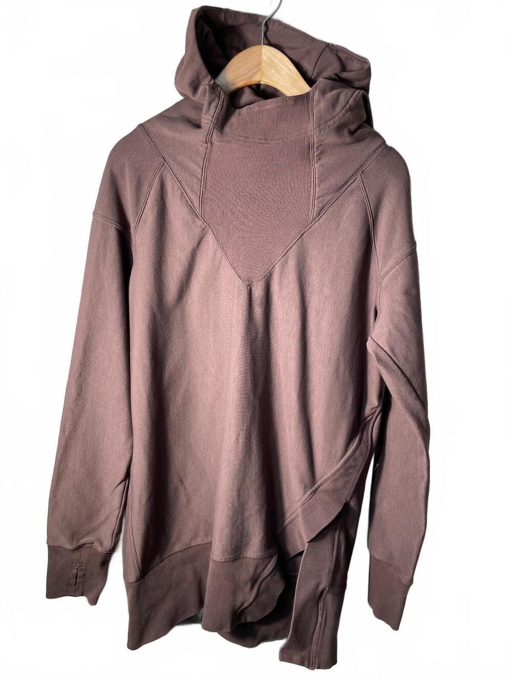 Indyeva Hooded Pullover Sweatshirt Ribbed Thumb Holes Womens XS Brown Casual